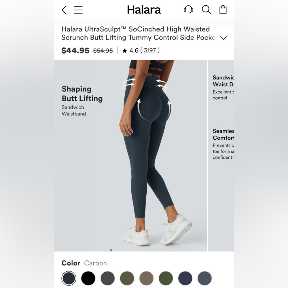 HALARA UltraSculpt High Waisted Leggings - Carbon